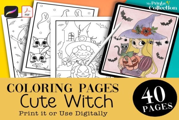 40 Cute Witch Halloween Coloring Pages