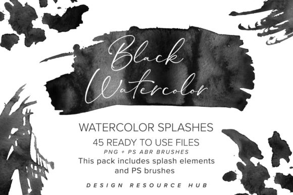 Black Watercolor Splash Pack: Hand-Painted Design Assets