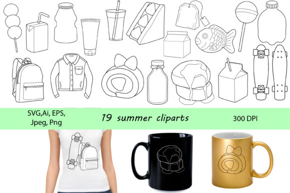 Cute Summer Cliparts: SVG & Sublimation Set