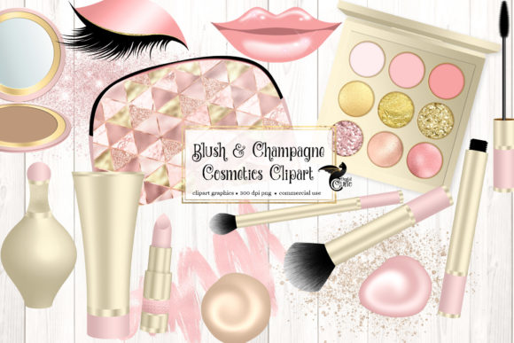 Integrating Blush and Champagne Cosmetics Clipart into Your Creative Workflow