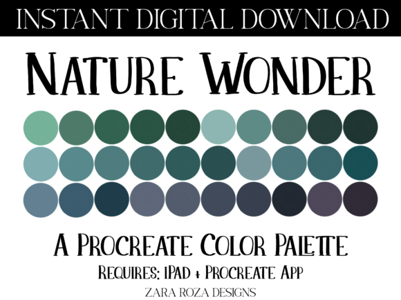 Nature Wonder Procreate Color Palette: A Curated Tool for Digital Artists Seeking Calm and Vintage Charm